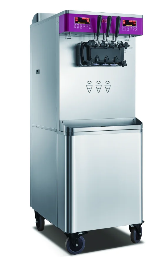 Soft Ice Cream Machine Floor Standing Milk 3 Flavors 2+1 Mixed Serve Maker 1900W 1 Year Warranty
