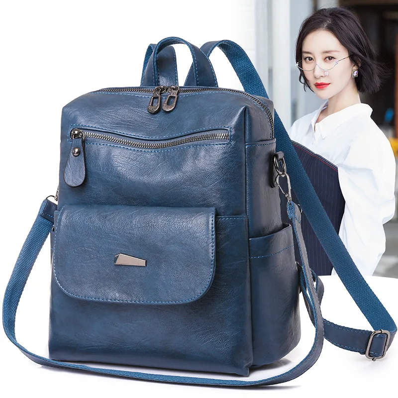 Fashion Women’s Backpack High Quality Pu Leather Simple Backpack Large Capacity Antitheft Shoulder Handbags Teenage School Bags