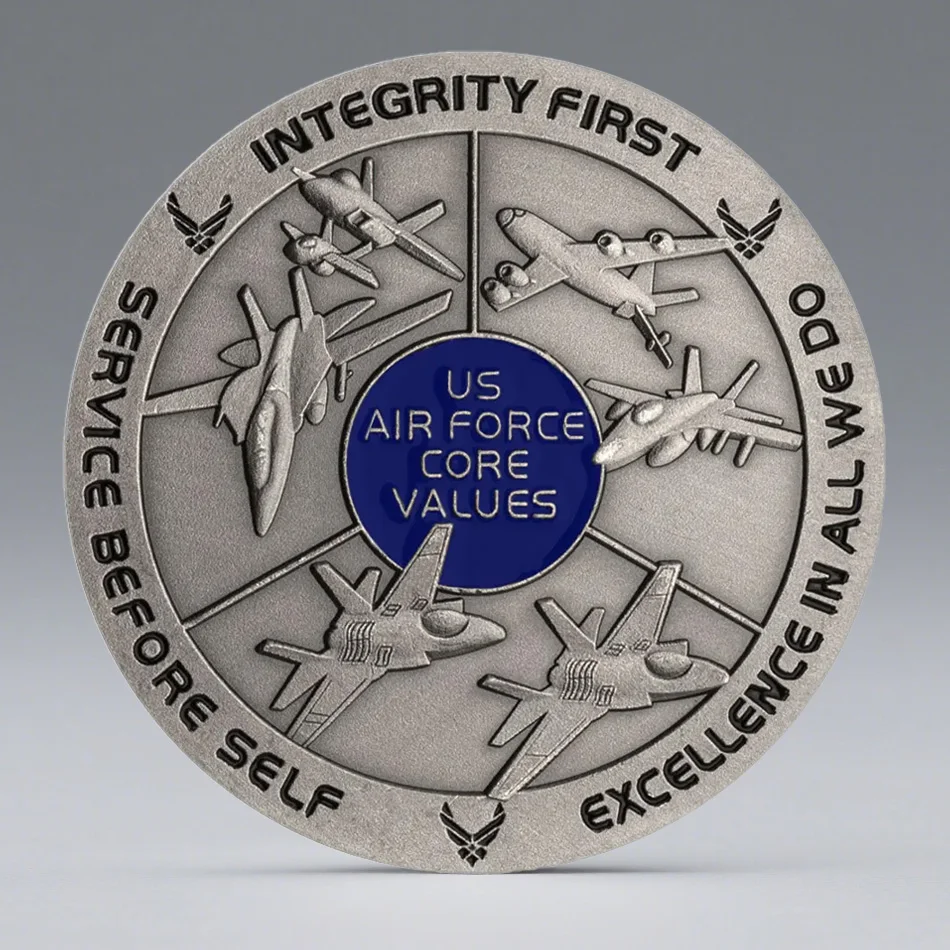 Air Force Ancient Silver Plated Commemorative Coin Integrity First Service Before Self Collectible Coins