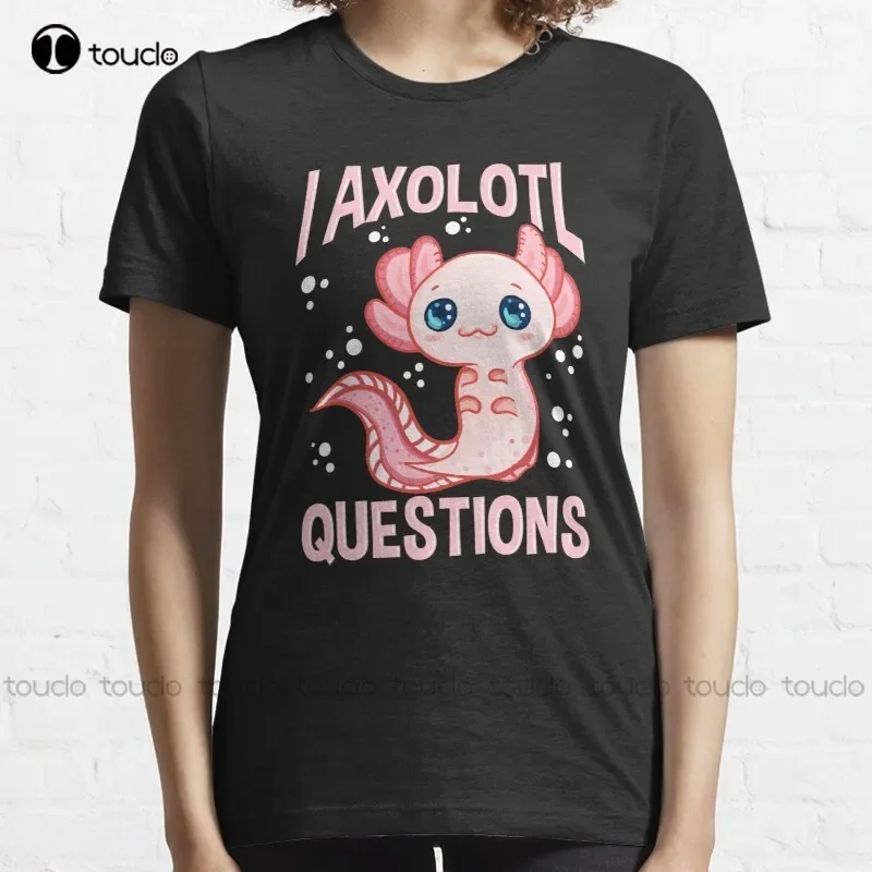 New Cute & Funny I Axolotl Questions Walking Fish Pun T-Shirt Cotton Tee Shirt Unisex black t shirts