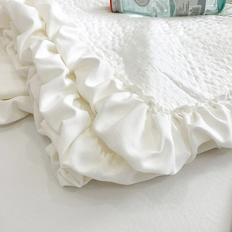 1 قطعة الأميرة الكورية الكشكشة الزهور التطريز الصيف لحاف المفرش على السرير لحاف تكييف الهواء بطانية