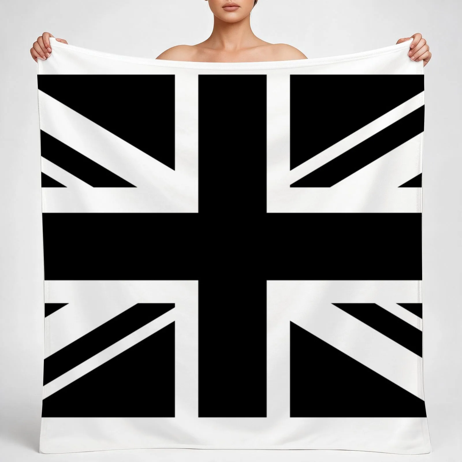 UNION JACK BLK/WHT Throw Blanket couch cozy soft plush fuzzy picnic outdoor blanket