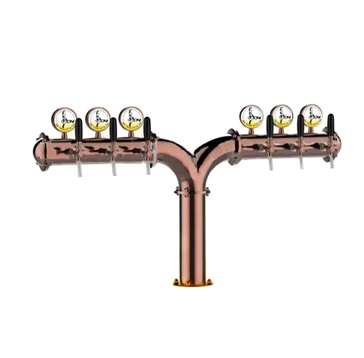 Promotion stainless steel Y shape beer font dispenser 6 faucet beer tap tower beer column with led light