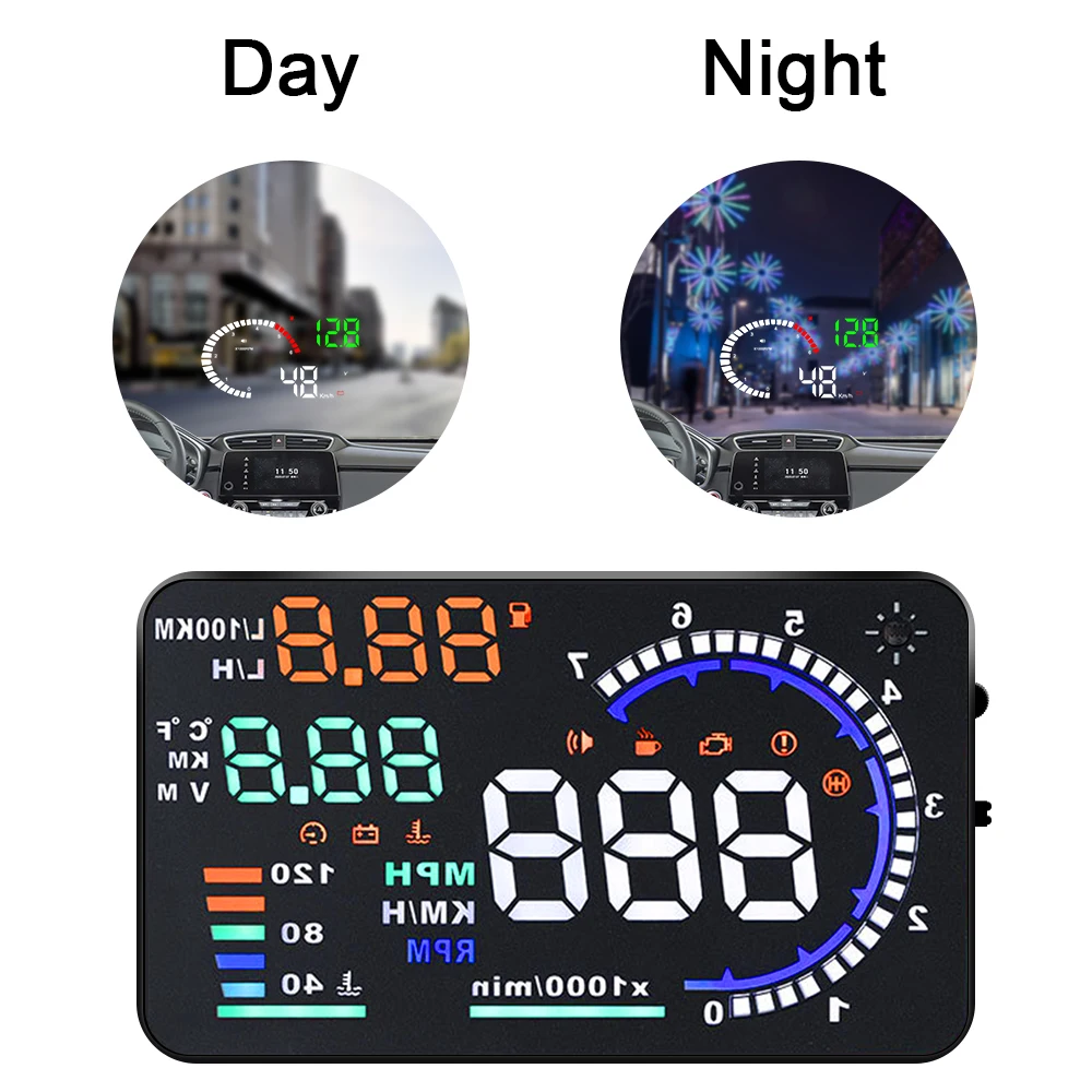 Speed Fuel Warning LED Windshield Projector OBD2 HUD Car Head Up Display Data Diagnostic Tool Voltage Alarm 4