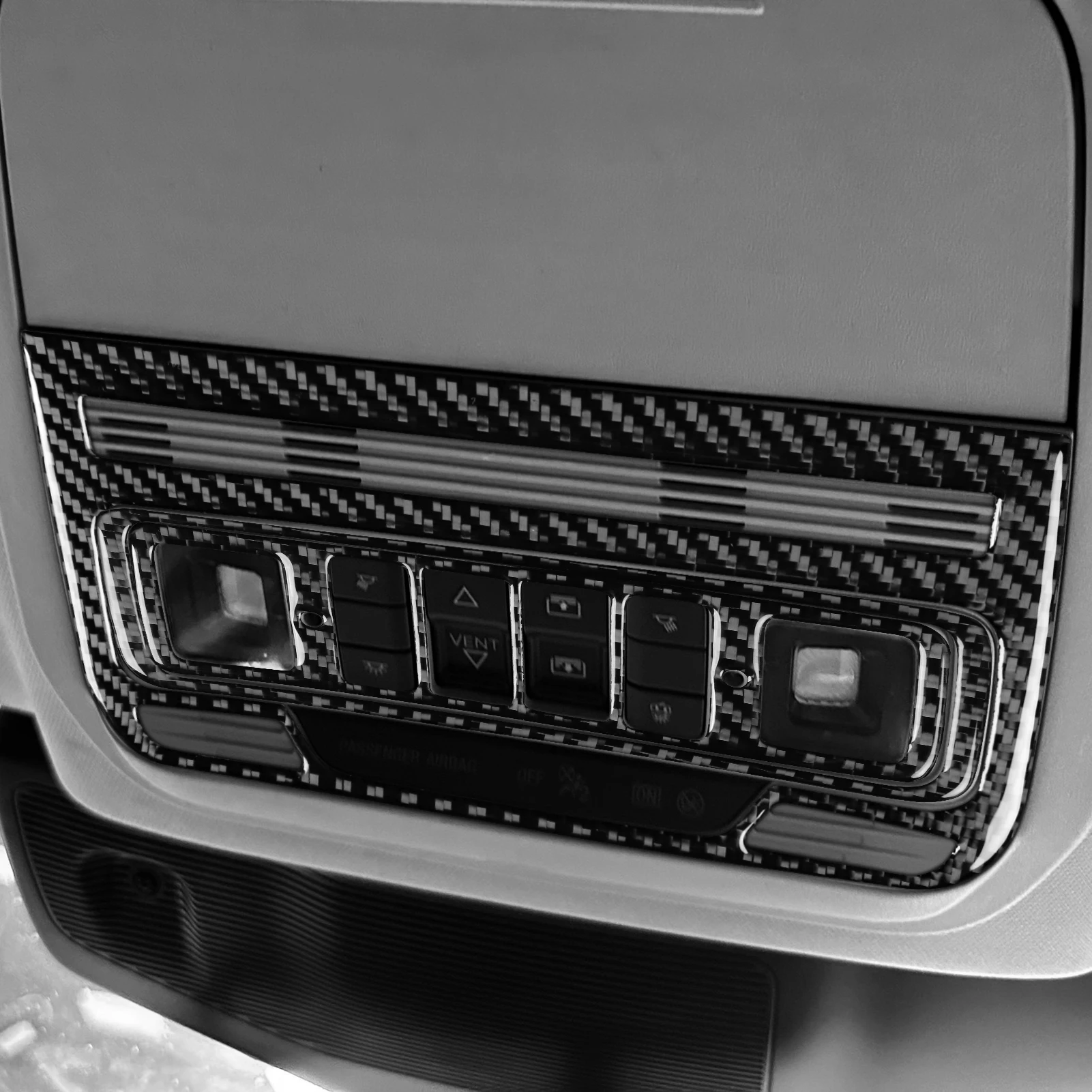 لفورد اكسبلورر 2020-2023 ألياف الكربون السقف الأمامي القراءة ضوء مصباح لوحة غطاء الزخرفية اكسسوارات السيارات الداخلية ملصق