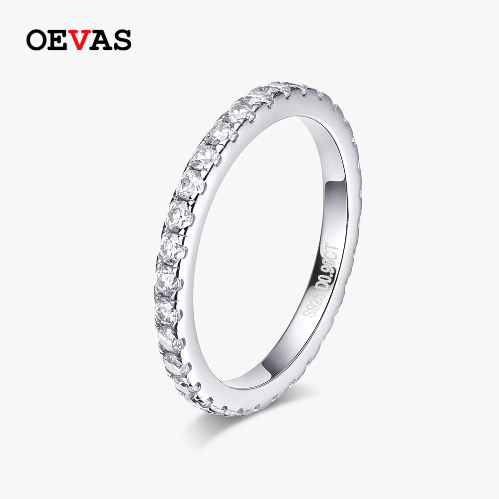 OEVAS 100% 925 Sterling Silver 2mm Moissnaite Diamond Rings For Women Top Quality Party Wedding Band Fine Jewelry Gift Wholesale