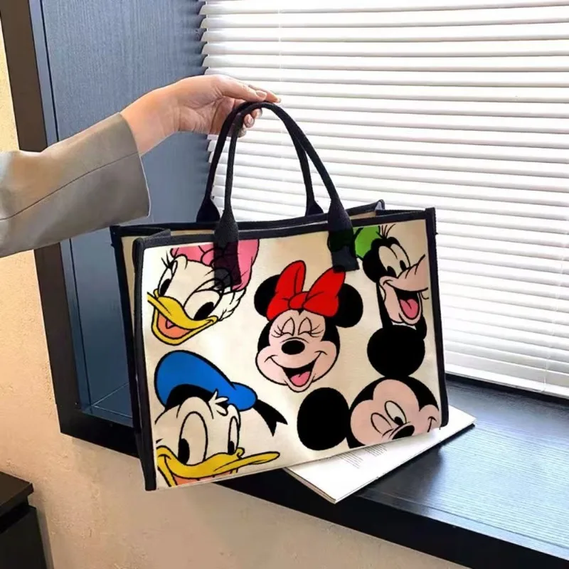 Disney New Minnie Fashion Cartoon Canvas o dużej pojemności damska torba na ramię dojazdy do pracy na co dzień wszechstronna torba typu Tote