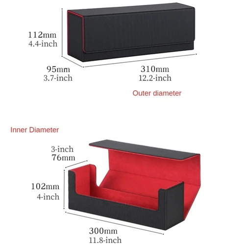 Imagen 2 del producto Caja de almacenamiento de tarjetas para más de 400 tarjetas comerciales con 5 divisores, estuche protector de cubierta magnético de PU, funda para tarjeta para juego MTG YuGiOh Star