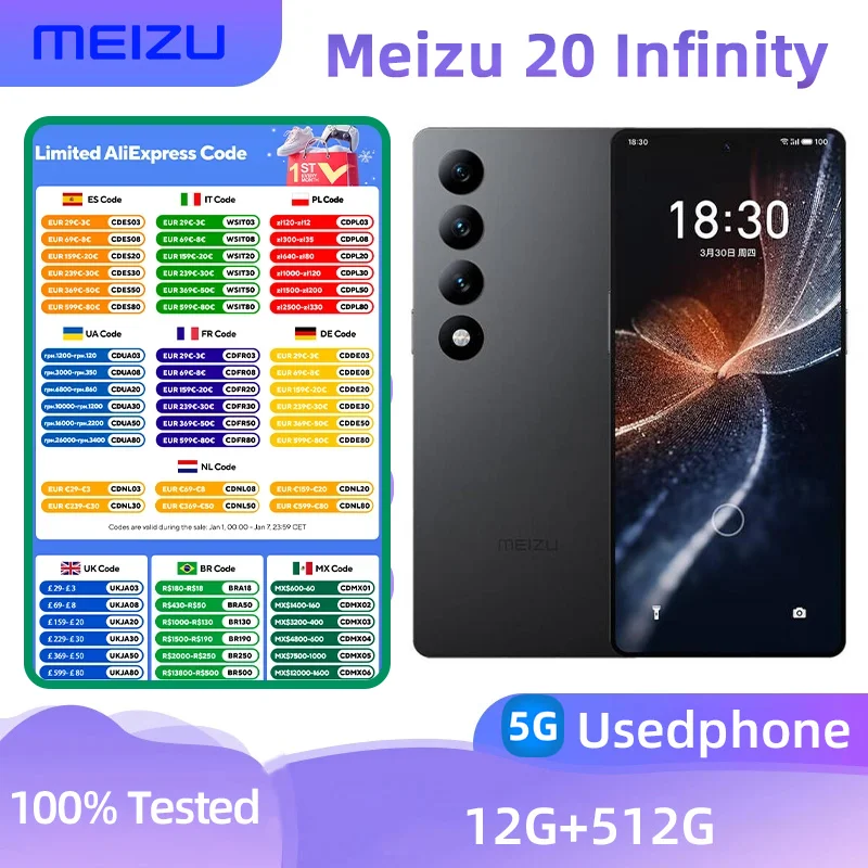 Meizu 20 Infinity Boundless Version 5g Smartphone Snapdragon 8 Gen2 Screen 6.81-inches 50MP+32MP 5000mAh Original Used Phone