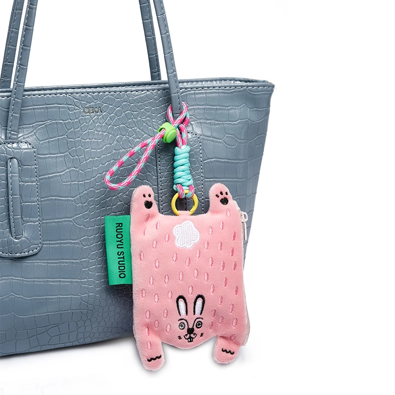 Cute Animal Fabric Earphone Case Coin Purse Key Holder Original Design by RUOYUSTUDIO Modern Unisex Zipper Closure Bag