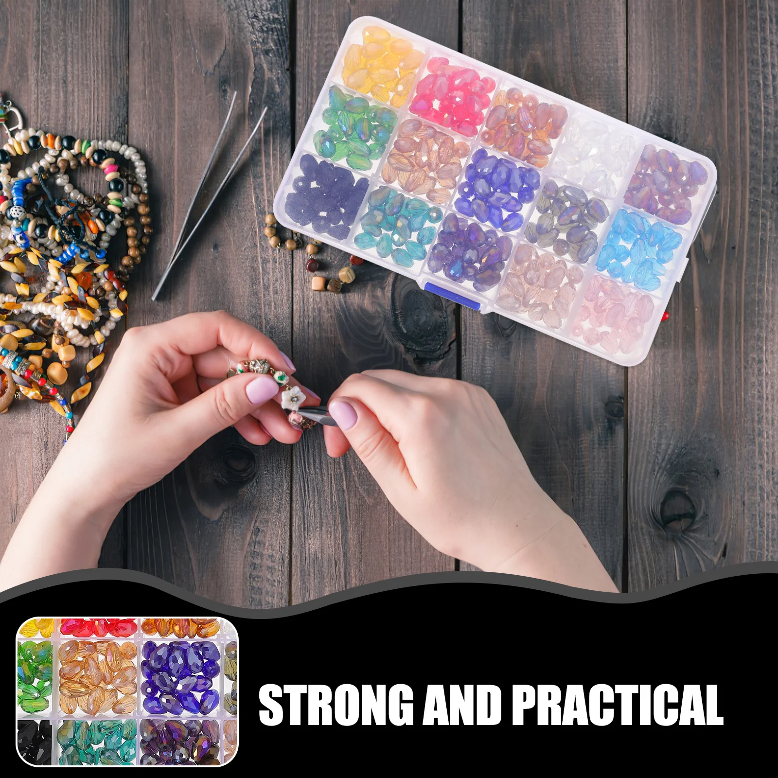 

1 Box Of Water Drop Glass 6Mm Smooth Spacer For Diy Jewelry Making Craft Kit Bulk Colored Glass Beads Decorative Crafting Beads