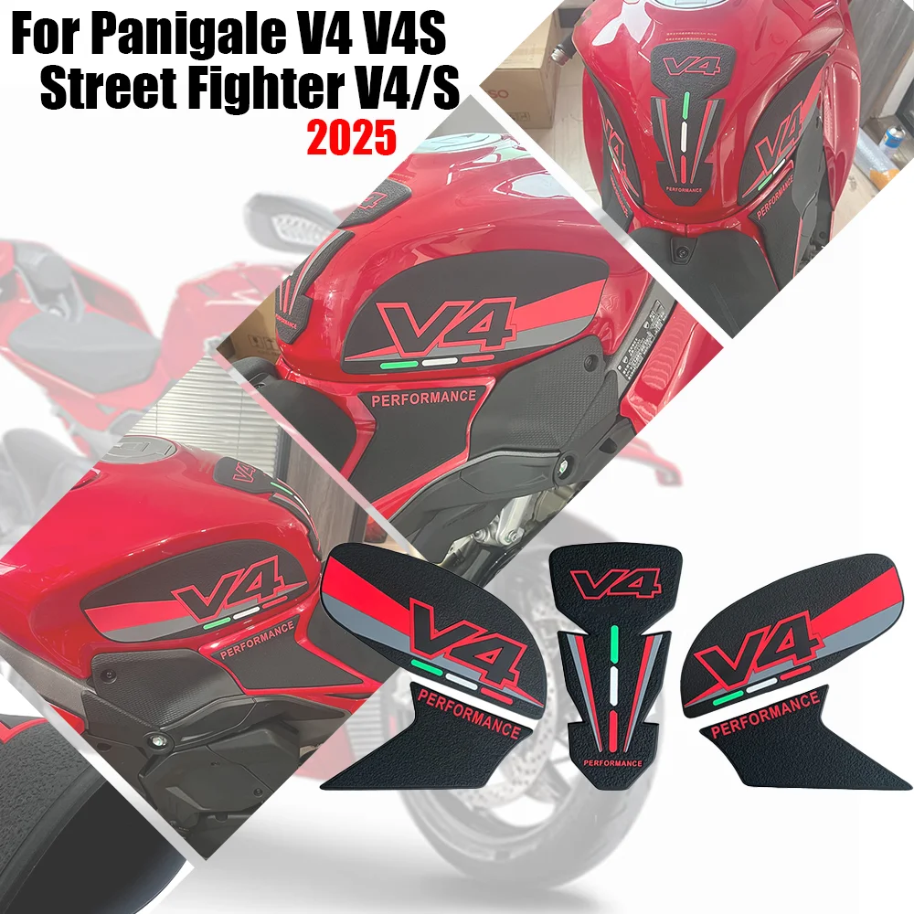 For Ducati Panigale V4 V4S Street Fighter V4/S 2025 Non-slip Rubber Fuel Tank Anti-slip protective Stickers Moto Decals