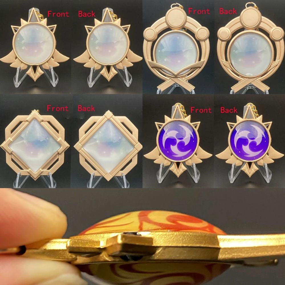 Anime Game Impact 1:1 Large God\'s Eye Elementless Eyes of God Keychain 8CM Cosplay Costume Luminous Double Sided Pendant Keys