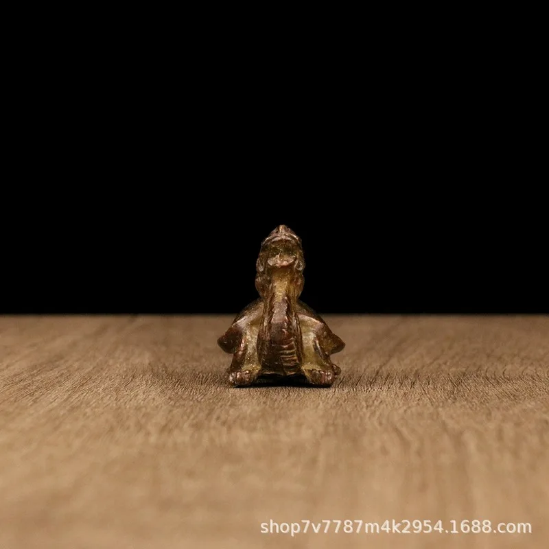 Antique-Style Brass Alloy Craft: Small Dragon Turtle Decorative Ornament for Home Living Room