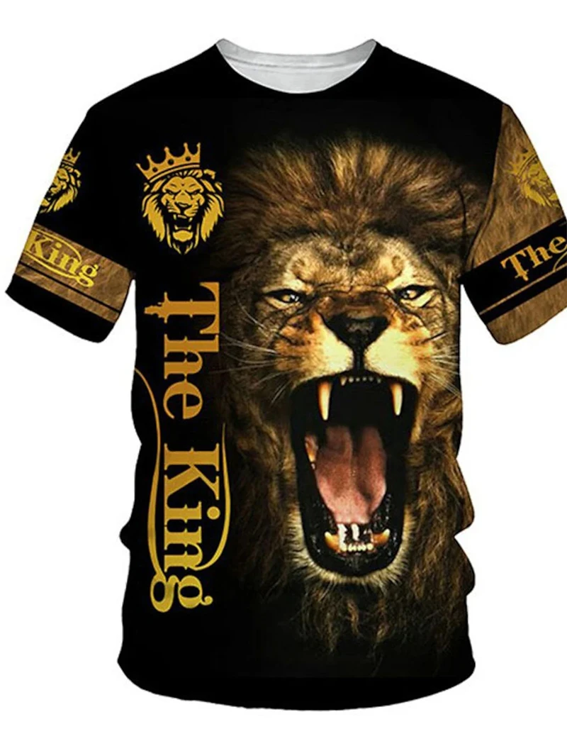 

Lion 3D Printing T-shirt Trend Personalized High Quality Large Size Sports Tops Casual Short Sleeve Summer Street Clothing Tees