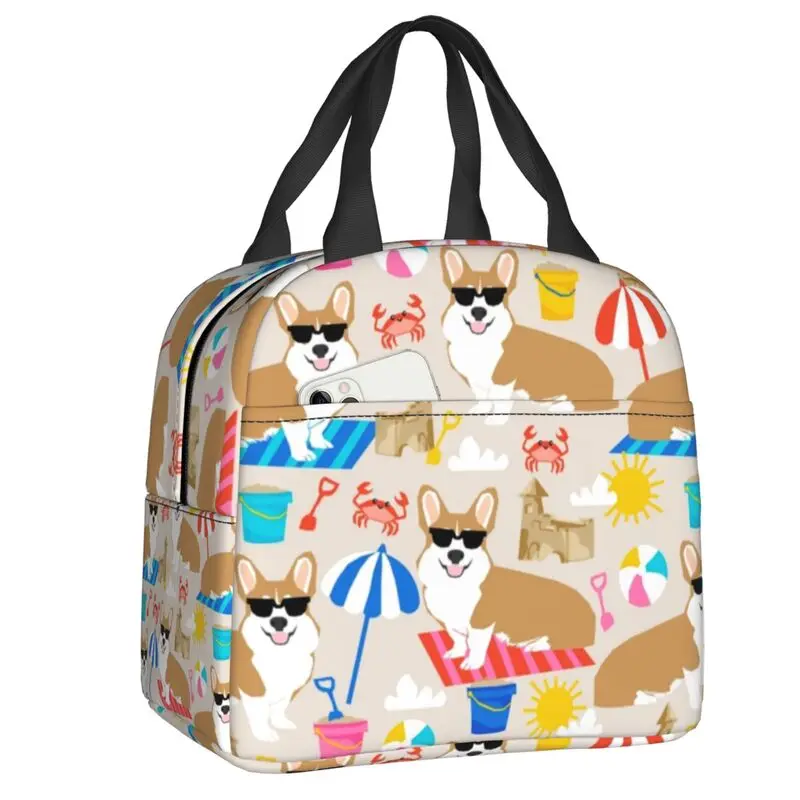 Welsh Corgi Dog Thermal Insulated Lunch Bags Women Portable Lunch Container for School Office Outdoor Storage Food Box