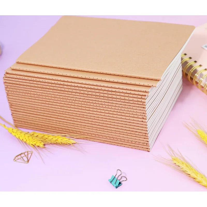 2pack Blank page A5 Blank Notebook Bulk Kraft Cover Travel Journals Composition Diary Subject Notebooks Planner 60 Pages, 8.3”x