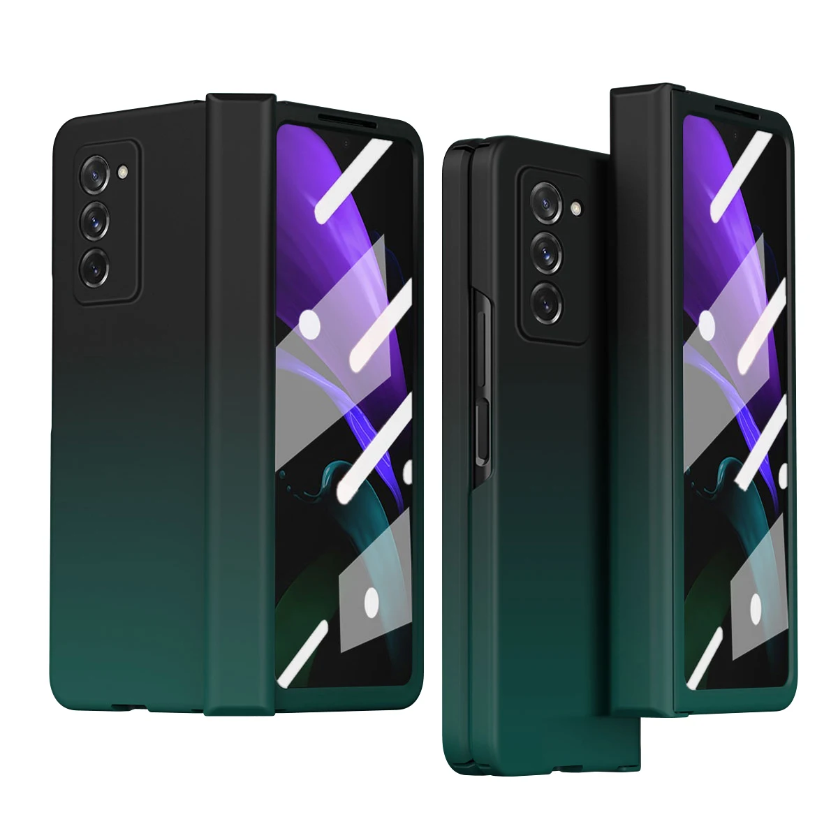 Flip Phone Case For Samsung Galaxy Z Fold 2 3 5G W21 W22 Colorful Gradient Plastic Shockproof Fashion Cover Z Fold 3 Fold3 Fold2