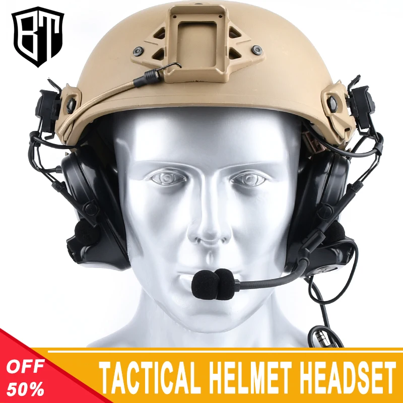 WADSN Tactical Comtac II Outdoor Hunt Communication Headset Airsoft Shooting Earphone With Kenwood U94 PTT Helmet Rail Adaptor cool off road helmet with motorbike atv motocross cascos motos full face flip up helm blue tooth helmet for motorcycle