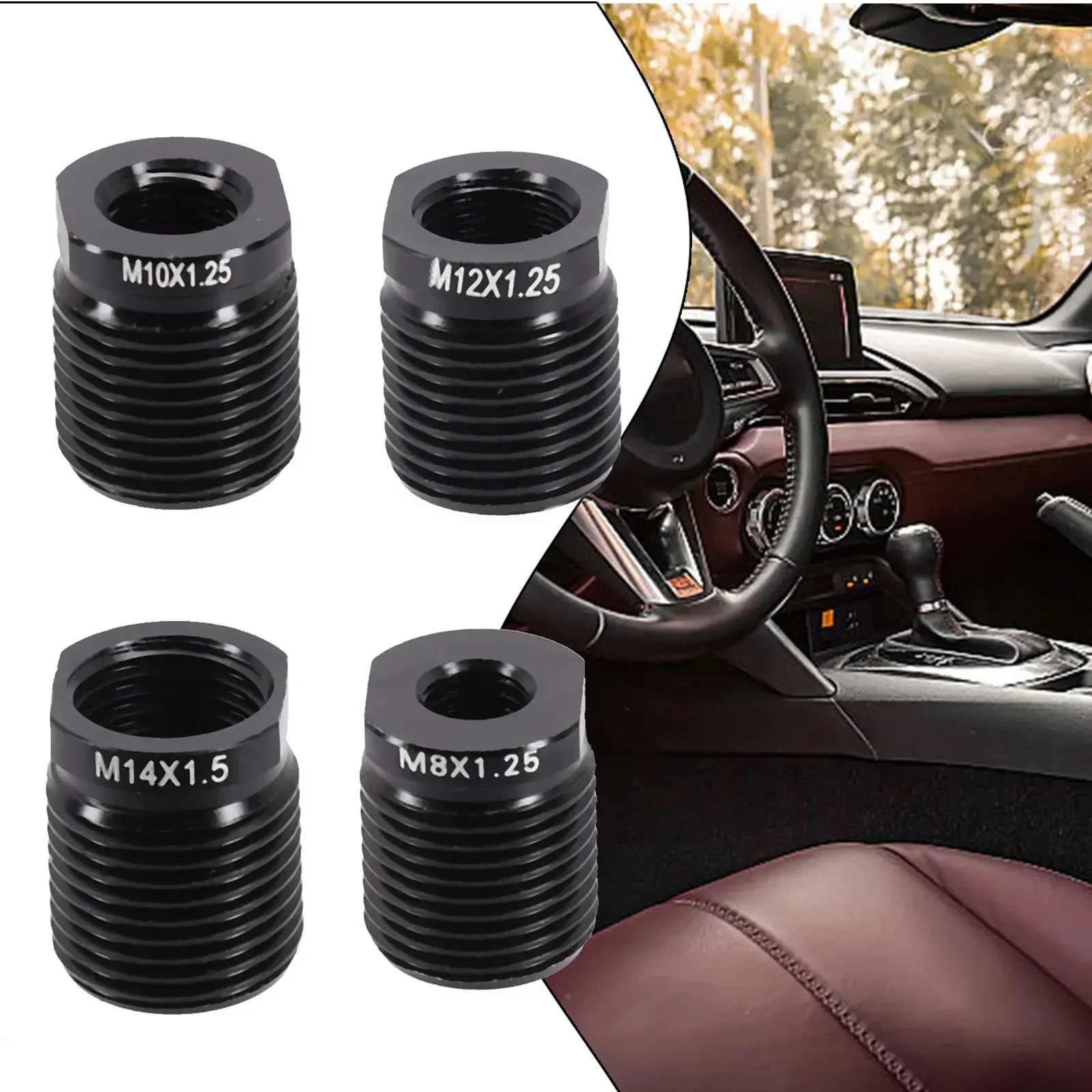 1pcs Aluminum Alloy Shift Knob Adapters With Inside Thread Car Knob Accessories M12*1.25/M10*1.25/M8*1.25/M10*1.5/M14*1.5