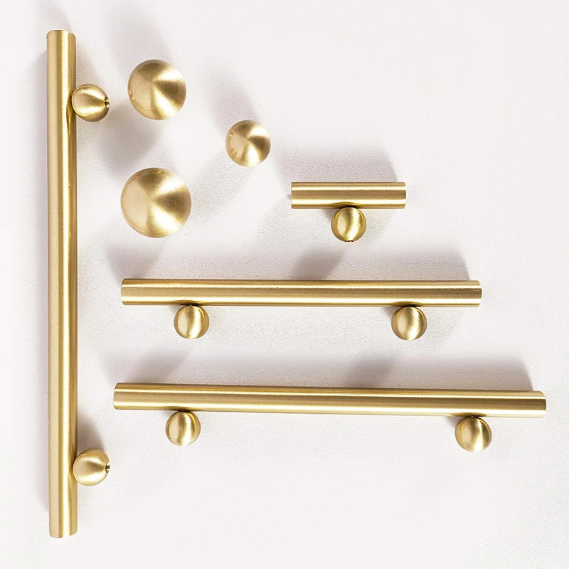 Solid Brass Furniture Handles Gold Cabinet Knobs Long Door Pull bars Kitchen Cloakroom Wardrobe Handle Furniture Hardware Modern