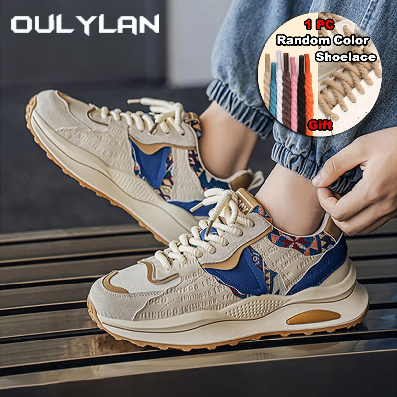 

Oulylan повседневные кроссовки на шнуровке, увеличивающие рост, модная спортивная обувь с цветными блоками, мужская нескользящая обувь на толстой подошве