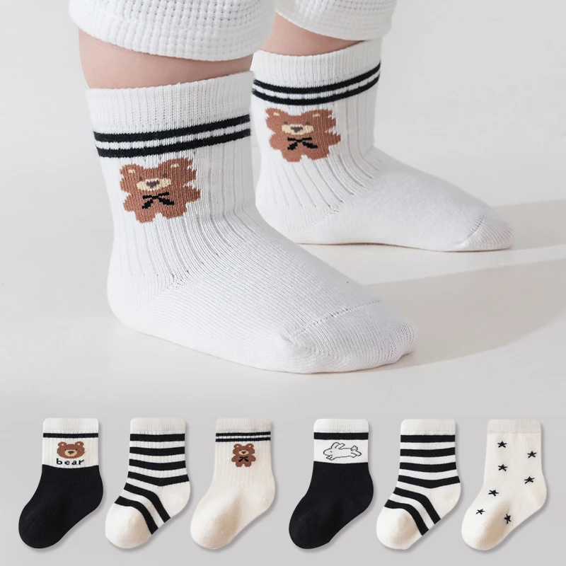 3 Pairs/Set Newborn Socks Children Cotton Socks Cute Cartoon Kids Baby Socks For Boys And Girls