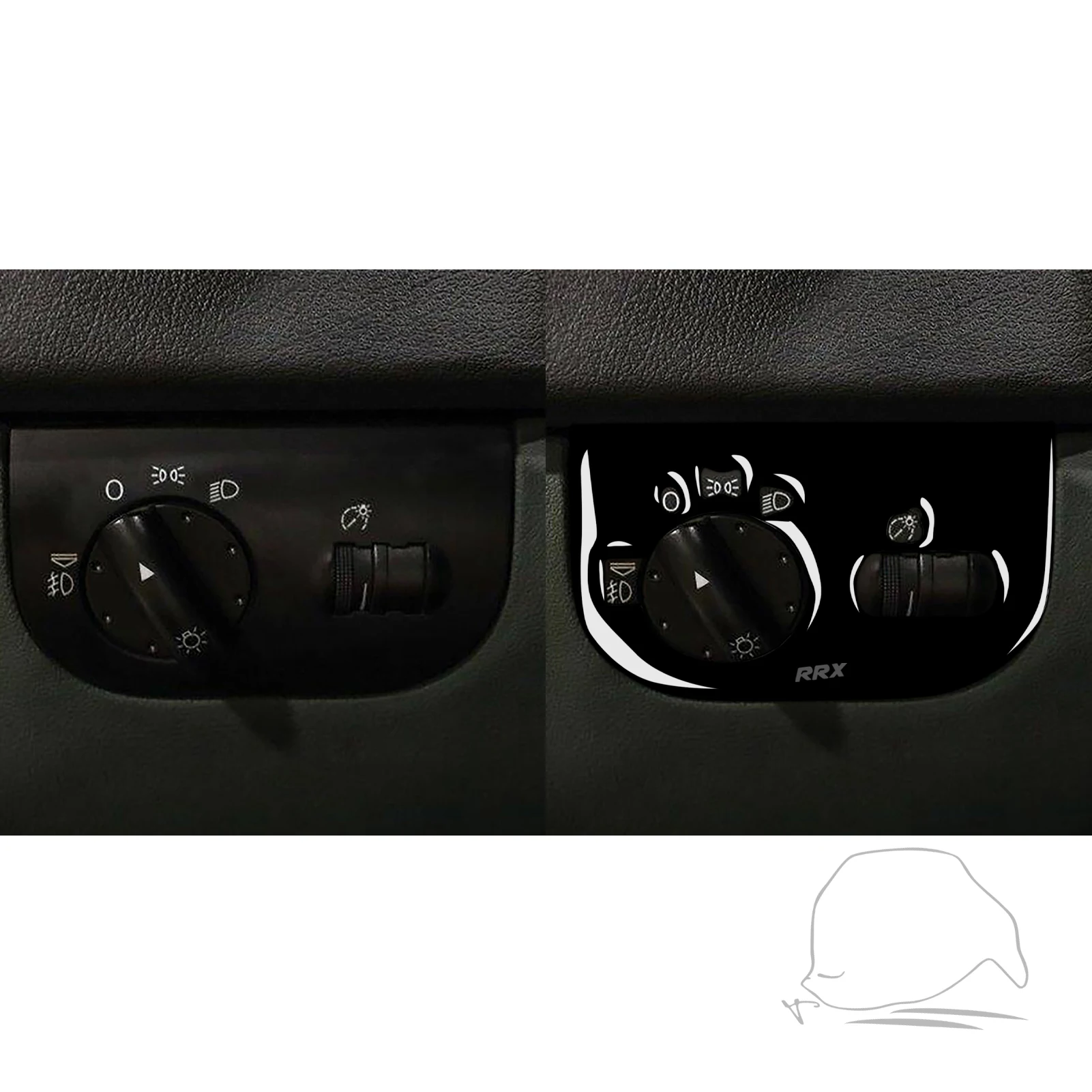 For Audi TT 8N 2001 2002 2003 2004 2005 2006 Accessories Car Interior Headlight Switch Panel Sticker Gloss Black Plastic