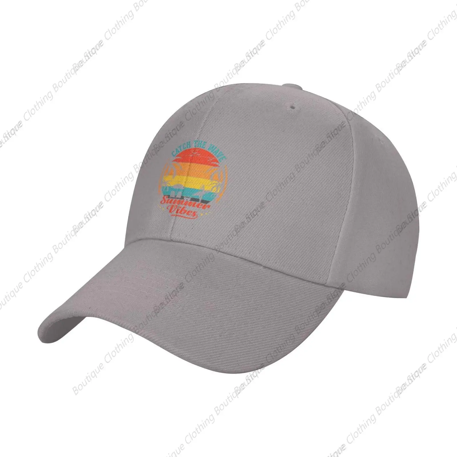 Catch The Wave Summer Vibes Baseball Cap Women Men Sun Hat Adjustable Golf Caps Dad Hats Gray