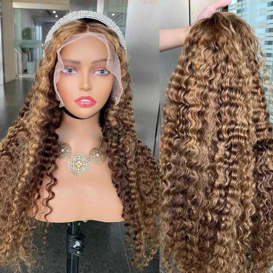 Highlight Wig Human Hair hd Lace Wig curly wigs s For Women 13x4 Deep Water Wave Brazilian blonde Lace Front Wig For Black Women