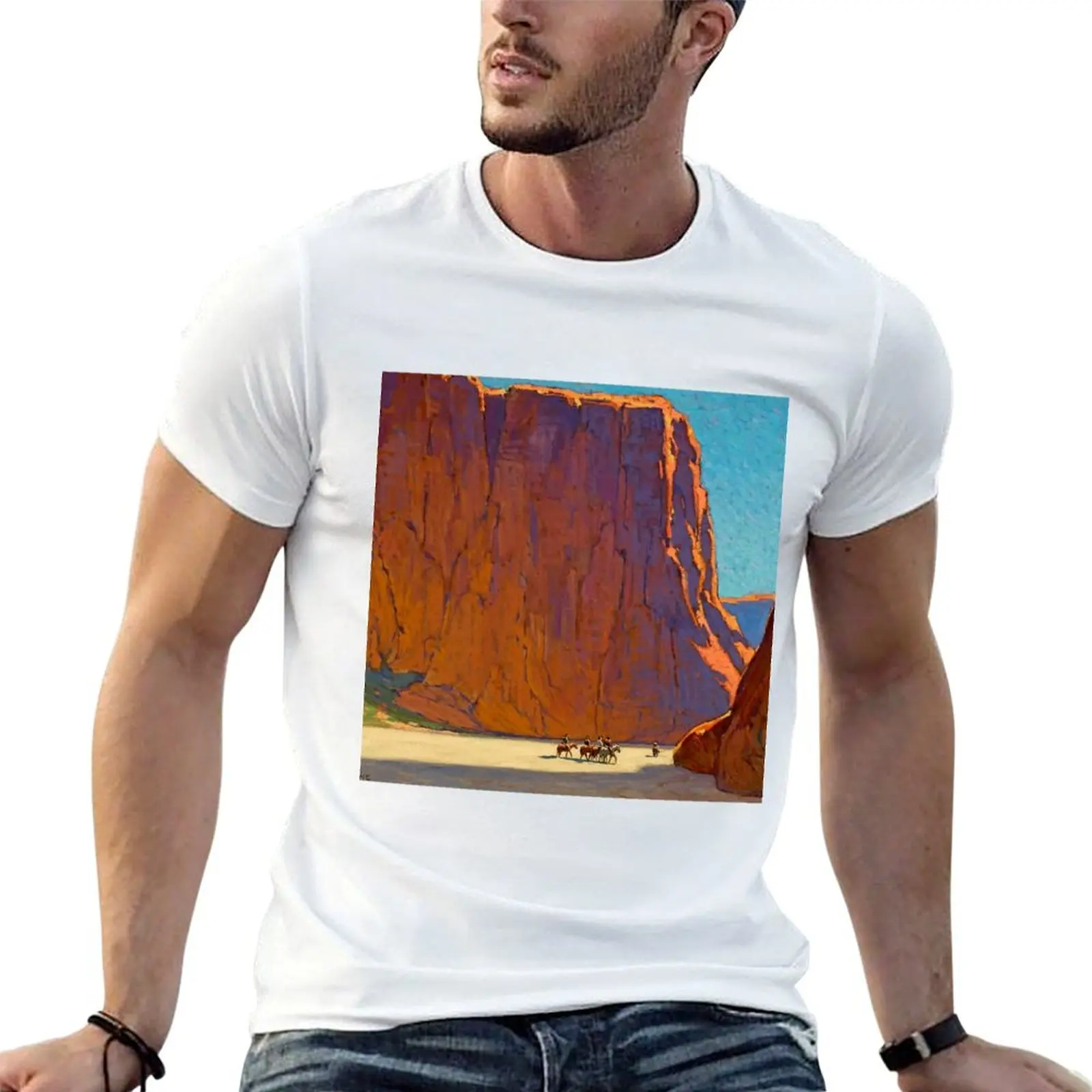 Camiseta “Sunset Canyon de Chelly” de Edgar Payne, camisetas de algodón 100% para hombre, camisetas de alta calidad, camiseta de marca de lujo