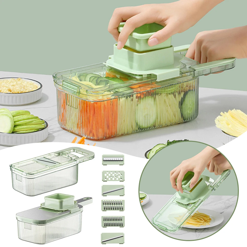 Versatile Multifunctional Grater with 3/6 Cutting Tools Household Fruit Veggie Cutter for Cucumber Carrots Kitchen Accessories