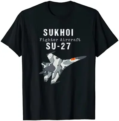 

Russian Air Force Sukhoi Su-27 Fighter Aircraft T-Shirt 100% Cotton O-Neck Summer Short Sleeve Casual Mens T-shirt Size S-3XL