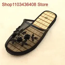 Womens Ladies Handmade Flowers Fashion Floral Slippers Slides On Flats Mesh Flip Flop Loafers Mules Fresh Breathable Home