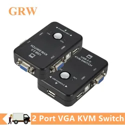 USB Sharing KVM Switch Switcher 2 Port VGA SVGA Switch Box USB 2.0 Mouse Keyboard Printer Switch for 2 computer Share kvm