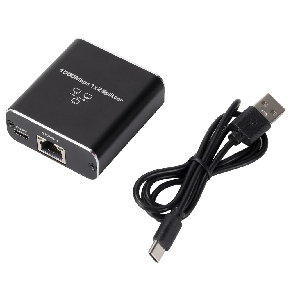 جيجابت إيثرنت الفاصل 1 في 2 خارج مع كابل الطاقة USB RJ45 إيثرنت مقرنة الفاصل عالية السرعة للكمبيوتر المحمول صندوق التلفزيون راوتر