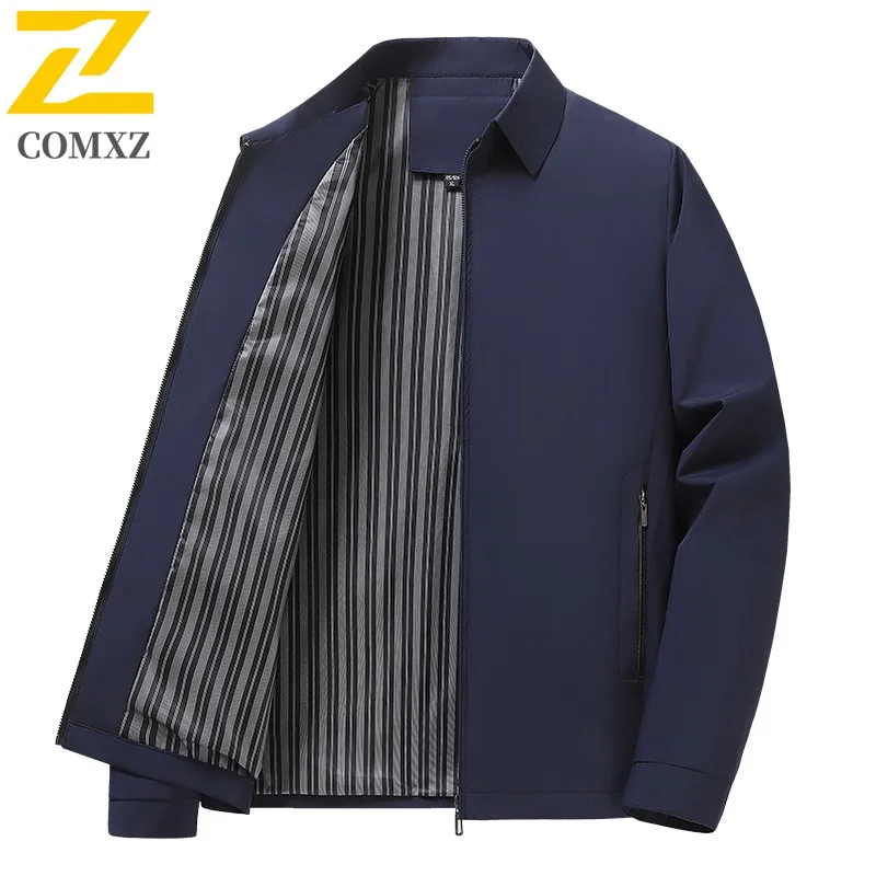

COMXZ Urban Mens Jacket Premium Stand Collar Outdoor Work Windproof Zipper Coat Business Casual Lightweight Autumn New Coat