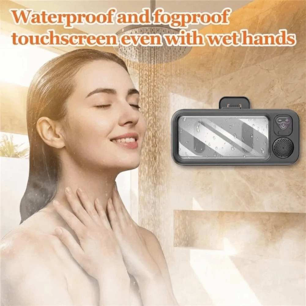 Waterproof Bathroom Bluetooth Speaker Box Suction Cup Mounted Anti-Fog Long Playtime Wireless Shower Speaker Touch Control