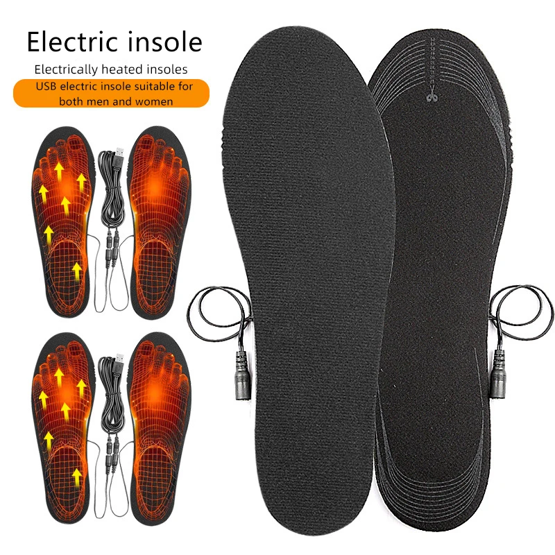 1Pair USB Rechargeable Heated Insoles Electric Heated Shoes Pad For Outdoor Skiing Winter Foot Warmers