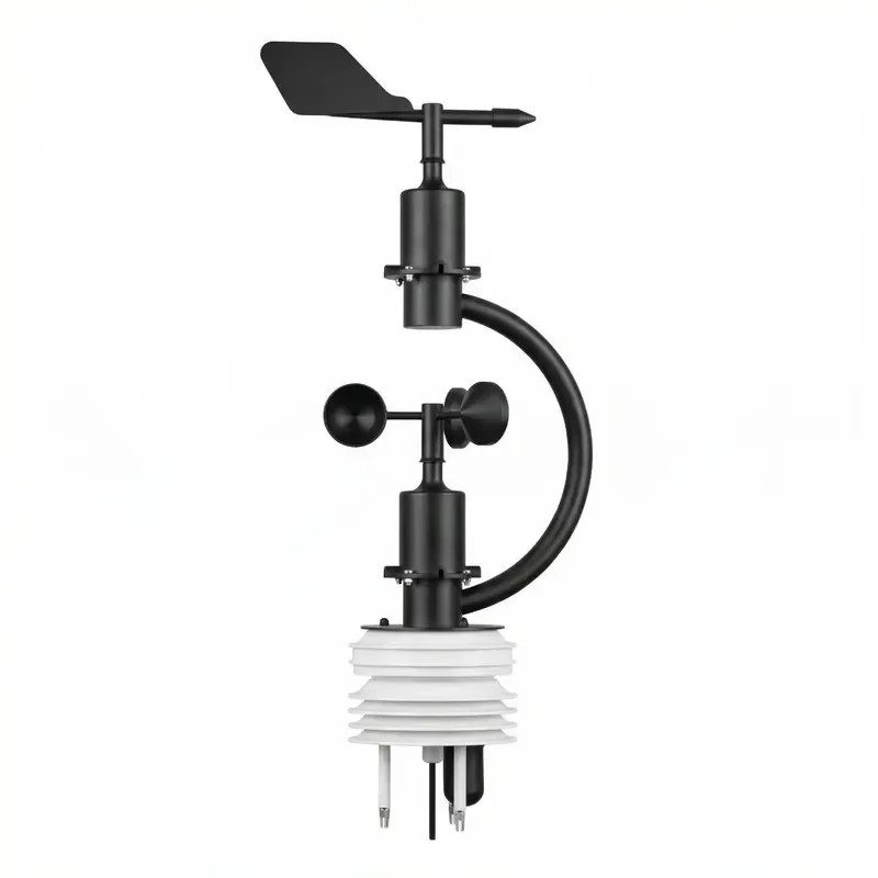 Wind Speed and Direction Sensor Mechanical Anemometer Wind Vane with Temperature Humidity Radiation Shield Multi-parameter