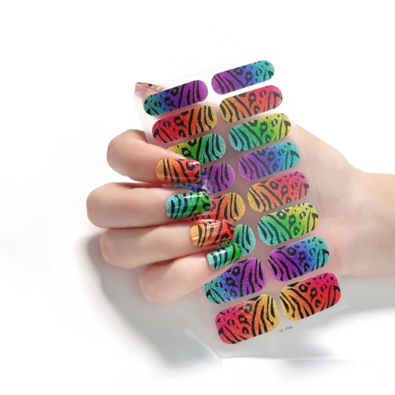 16 dicas adesivos de esmalte de unhas cobertura completa adesivo envoltórios de unhas diy decalques de salão de beleza decorações de unhas manicure slider