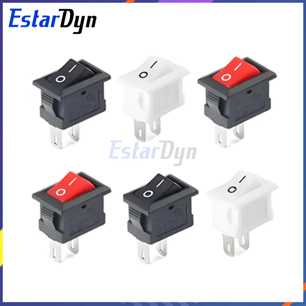 Hot Sale 10Pcs KCD11 Boat Rocker Switch 10x15mm SPST 2Pin 3A 250V Black/White Copper Feet Snap-in