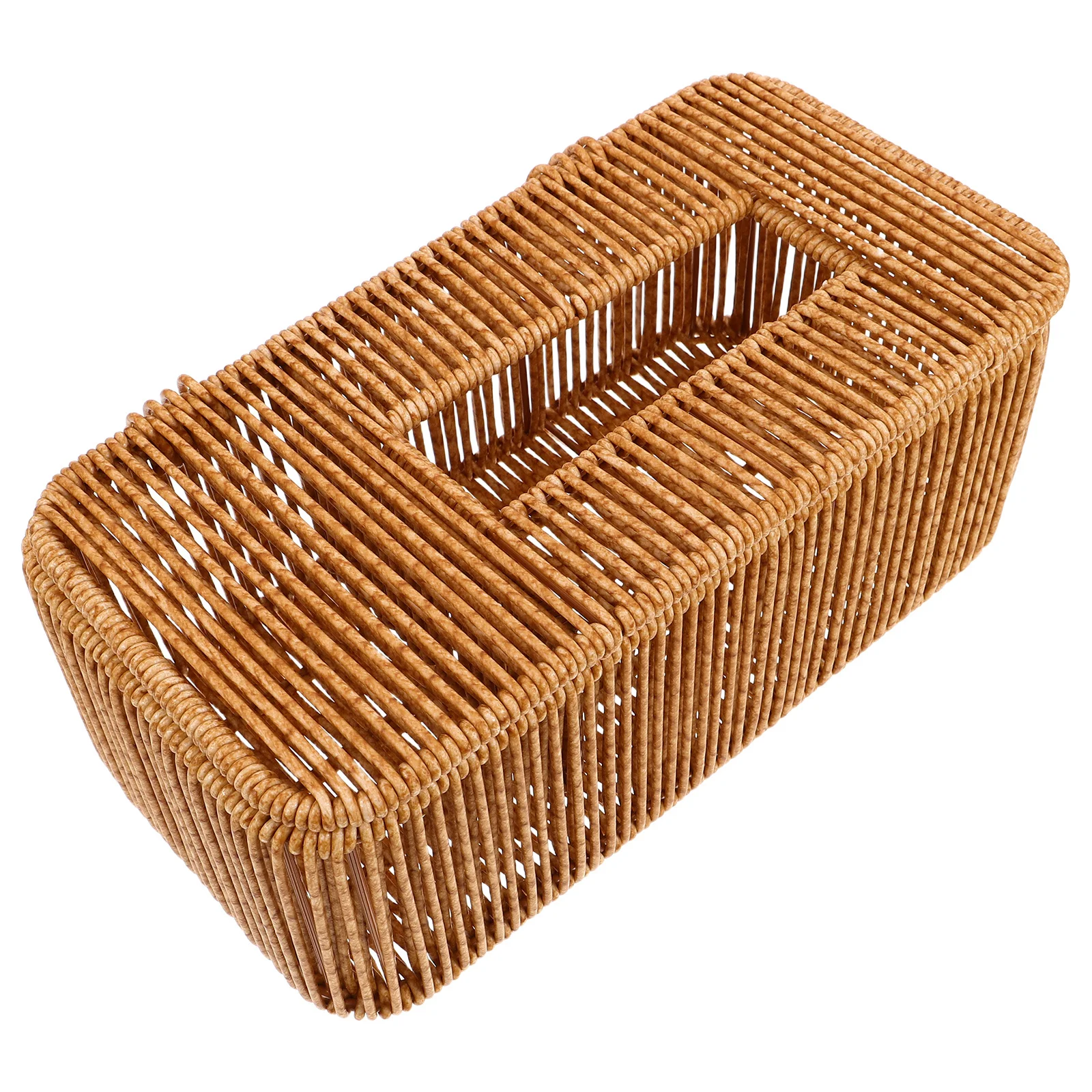 

Japanese Minimalist Woven Tissue Box Cover Faux Rattan Rectangular Napkin Holder For Living Room Car Home Decor Countertop