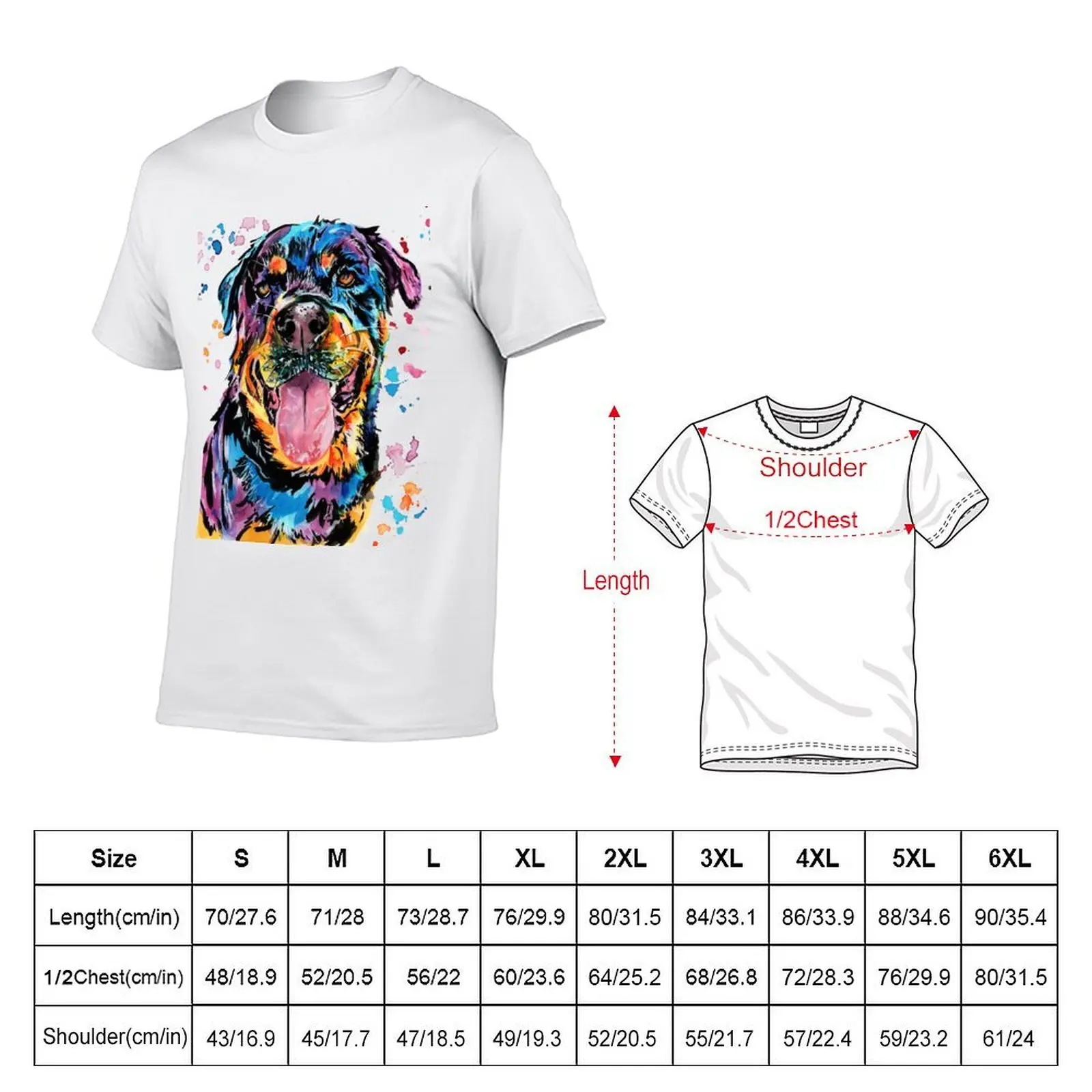 Colourful Rottweiler Watercolour T-Shirt anime sublime plain black t shirts men