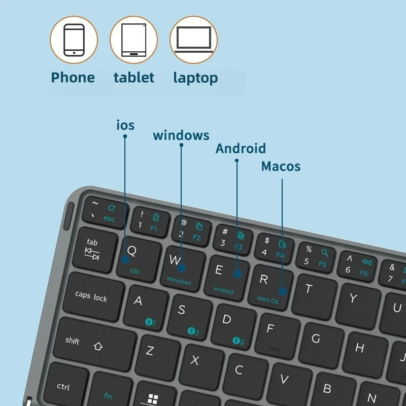 TTUSTOL Bluetooth Wireless Folding Keyboard with Touchpad Leather Cover Bracket 64 Keys Suitable for Tablet iPad