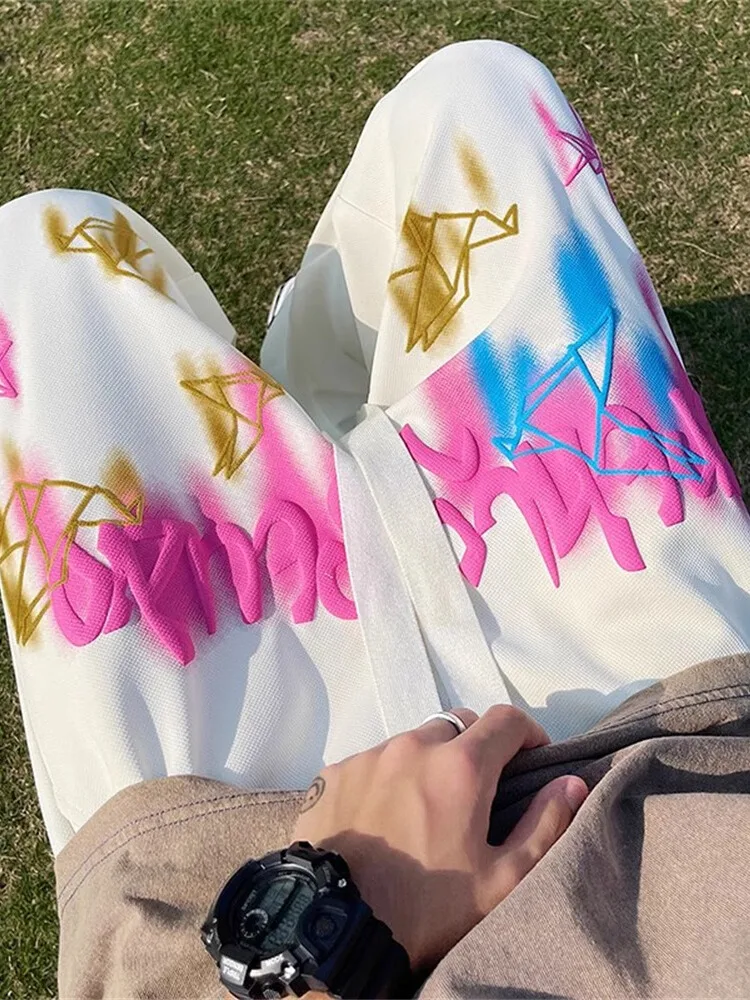 

Весенне-осенние мужские повседневные брюки в стиле хип-хоп, модные спортивные брюки с прямыми штанинами, свободный крой, удобная эластичная талия