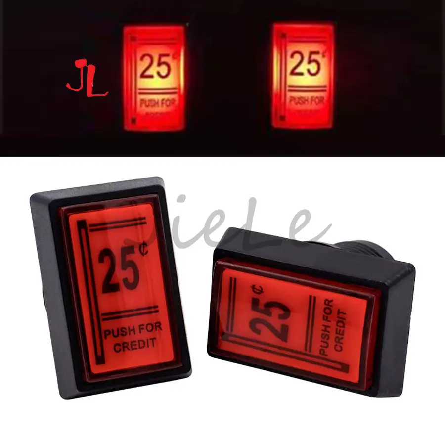 1pcs 25 Cent Red Push for Credit Arcade Coin Operated Game LED Push Button with Micro Switch