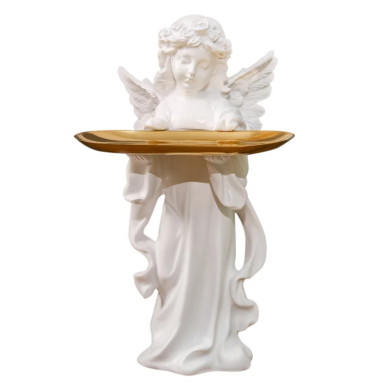 Angel Tray Statue Ornament Jewelry Tray Entrance Storage Living Room Desktop Artfigurine Nordic Home Luxury Decoration Sculpture