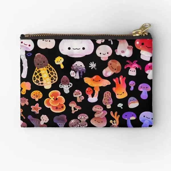 Mushroom  Zipper Pouches Pure Women Wallet Key Storage Panties Coin Socks Pocket Cosmetic Money Bag Men Packaging Small