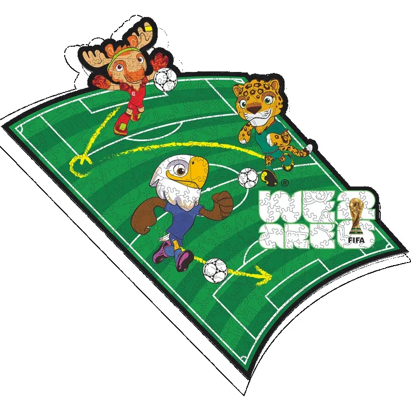 

Деревянный пазл в стиле футбольного матча "Время игры" – игрушка-конструктор для домашнего декора, идеальный подарок для любителей спорта (Кубок мира ФИФА)